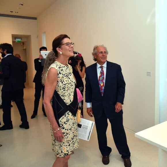 Exclusif - La princesse Caroline de Hanovre participait le 7 juillet 2015 au vernissage de la rétrospective organisée à la Villa Paloma (Nouveau Musée National de Monaco) consacrée au sculpteur et peintre italien Fausto Melotti. Son fils Andrea Casiraghi, avec son épouse Tatiana Santo Domingo, y prenaient également part.