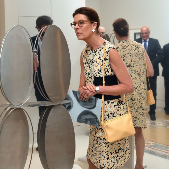 Exclusif - La princesse Caroline de Hanovre participait le 7 juillet 2015 au vernissage de la rétrospective organisée à la Villa Paloma (Nouveau Musée National de Monaco) consacrée au sculpteur et peintre italien Fausto Melotti. Son fils Andrea Casiraghi, avec son épouse Tatiana Santo Domingo, y prenaient également part.