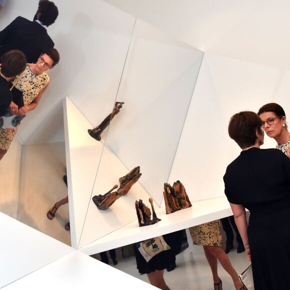 Exclusif - La princesse Caroline de Hanovre participait le 7 juillet 2015 au vernissage de la rétrospective organisée à la Villa Paloma (Nouveau Musée National de Monaco) consacrée au sculpteur et peintre italien Fausto Melotti. Son fils Andrea Casiraghi, avec son épouse Tatiana Santo Domingo, y prenaient également part.