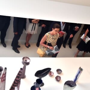 Exclusif - La princesse Caroline de Hanovre participait le 7 juillet 2015 au vernissage de la rétrospective organisée à la Villa Paloma (Nouveau Musée National de Monaco) consacrée au sculpteur et peintre italien Fausto Melotti. Son fils Andrea Casiraghi, avec son épouse Tatiana Santo Domingo, y prenaient également part.