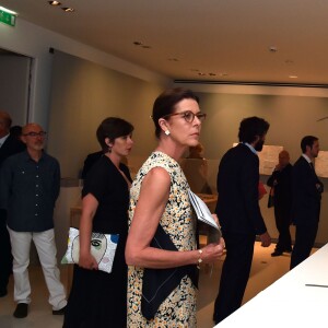 Exclusif - La princesse Caroline de Hanovre participait le 7 juillet 2015 au vernissage de la rétrospective organisée à la Villa Paloma (Nouveau Musée National de Monaco) consacrée au sculpteur et peintre italien Fausto Melotti. Son fils Andrea Casiraghi, avec son épouse Tatiana Santo Domingo, y prenaient également part.