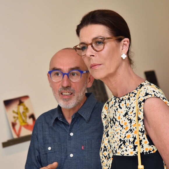 Exclusif - La princesse Caroline de Hanovre participait le 7 juillet 2015 au vernissage de la rétrospective organisée à la Villa Paloma (Nouveau Musée National de Monaco) consacrée au sculpteur et peintre italien Fausto Melotti. Son fils Andrea Casiraghi, avec son épouse Tatiana Santo Domingo, y prenaient également part.