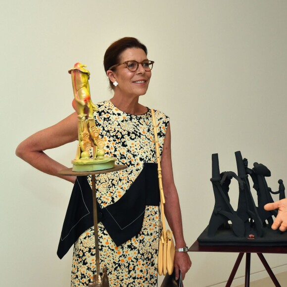 Exclusif - La princesse Caroline de Hanovre participait le 7 juillet 2015 au vernissage de la rétrospective organisée à la Villa Paloma (Nouveau Musée National de Monaco) consacrée au sculpteur et peintre italien Fausto Melotti. Son fils Andrea Casiraghi, avec son épouse Tatiana Santo Domingo, y prenaient également part.