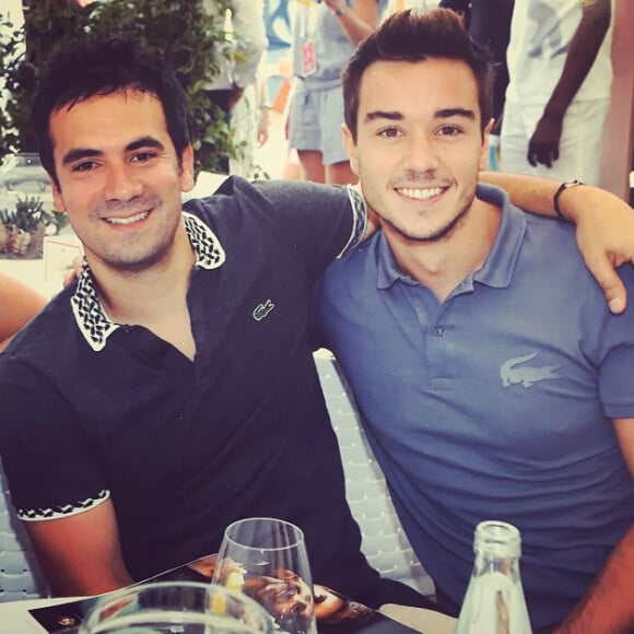 Alex Goude et son compagnon Romain à Roland Garros. Juin 2015.