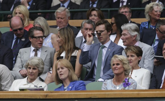 Benedict Cumberbatch lors de la finale de Wimbledon opposant Novak Djokovic et Roger Federer le 12 juillet 2015