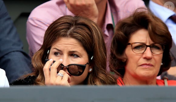 Mirka Federer lors de la finale de Wimbledon opposant Novak Djokovic et Roger Federer le 12 juillet 2015