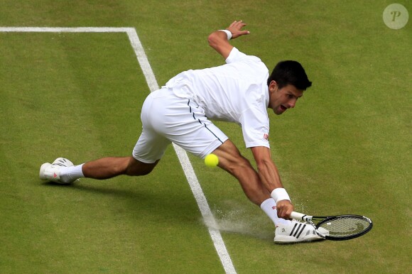 Novak Djokovic lors de la finale de Wimbledon le 12 juillet 2015