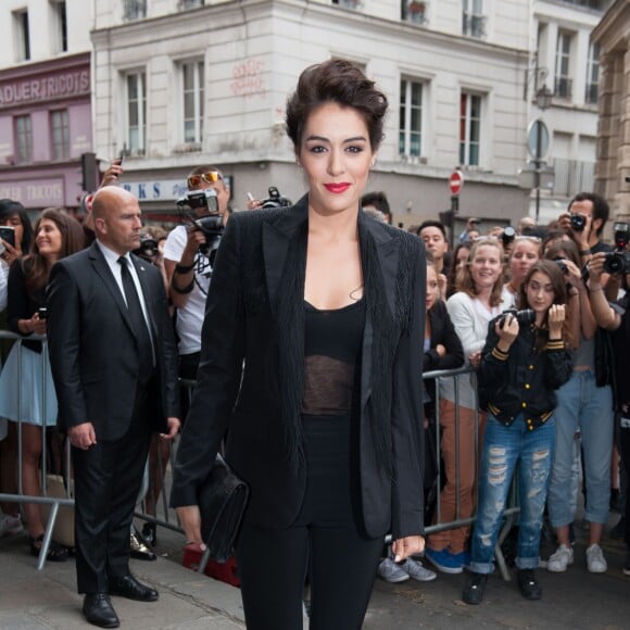 Sofia Essaïdi au défilé de mode Jean Paul Gaultier, collection Haute-Couture automne-hiver 2015/2016, à Paris le 8 juillet 2015.