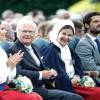 La princesse Victoria, le roi Carl XVI Gustaf et la reine Silvia. Célébration des 38 ans de la princesse Victoria de Suède le 14 juillet 2015 à Borgholm, sur l'île d'Öland.