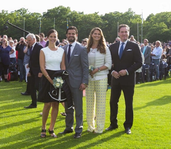La princesse Sofia, le prince Carl Philip, Chris O'Neill. Célébration des 38 ans de la princesse Victoria de Suède le 14 juillet 2015 à Borgholm, sur l'île d'Öland.