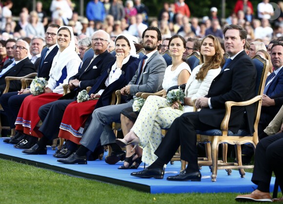 La famille royale suédoise. Célébration des 38 ans de la princesse Victoria de Suède le 14 juillet 2015 à Borgholm, sur l'île d'Öland.