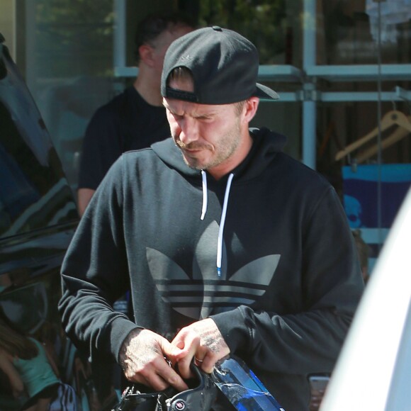 David Beckham a terminé sa séance de sports quotidienne à la salle de gym "Soul Cycle" à Brentwood. Le 16 juillet 2015  