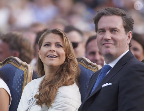 La princesse Madeleine de Suède et son époux Christopher O'Neill prenaient part le 14 juillet 2015 aux célébrations du 38e anniversaire de la princesse Victoria, à Borgholm.