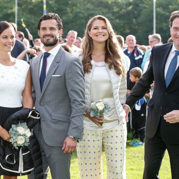 La princesse Madeleine de Suède et son époux Christopher O'Neill prenaient part le 14 juillet 2015 aux célébrations du 38e anniversaire de la princesse Victoria, à Borgholm.