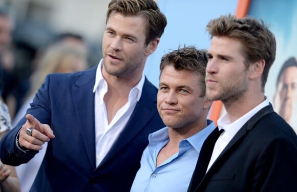 Les frères Chris Hemsworth, Luke Hemsworth et Liam Hemsworth lors de l'avant-première de "Vive les vacances (Vacation)" à Los Angeles le 27 juillet 2015