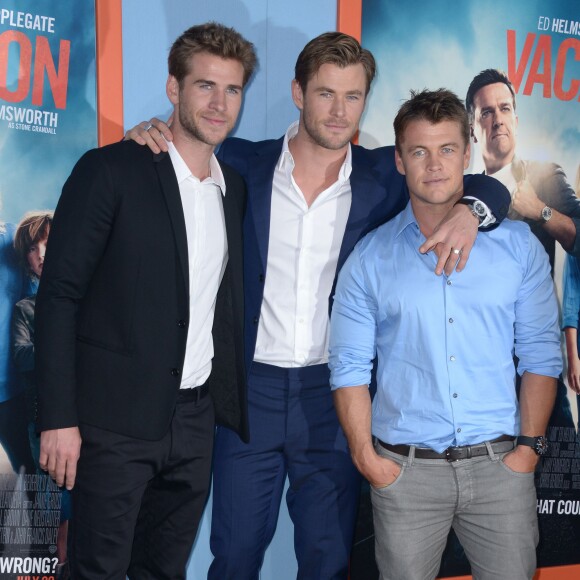 Les frères Chris Hemsworth, Luke Hemsworth et Liam Hemsworth lors de l'avant-première de "Vive les vacances (Vacation)" à Los Angeles le 27 juillet 2015