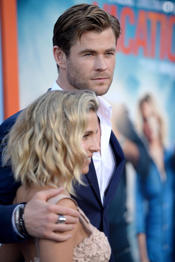 Chris Hemsworth et Elsa Pataky lors de l'avant-première de "Vive les vacances (Vacation)" à Los Angeles le 27 juillet 2015