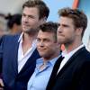 Chris Hemsworth, Luke Hemsworth et Liam Hemsworth lors de l'avant-première de "Vive les vacances (Vacation)" à Los Angeles le 27 juillet 2015