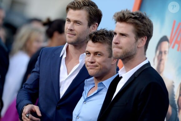 Chris Hemsworth, Luke Hemsworth et Liam Hemsworth lors de l'avant-première de "Vive les vacances (Vacation)" à Los Angeles le 27 juillet 2015