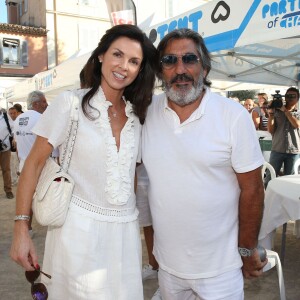 Caroline Barclay - Soirée hommage à Eddie Barclay pour les 10 ans de sa disparition, une fiesta blanche avec apéro géant, concours de boules, concerts, sur la place des Lices à Saint-Tropez, le 29 juillet 2015.