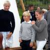 Le prince Haakon de Norvège, la princesse Mette-Marit et leurs enfants la princesse Ingrid Alexandra et le prince Sverre Magnus participaient le 24 juillet 2015 au Festival de Saint Olav à Stiklestad.
