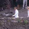 Pierre Casiraghi et Beatrice Borromeo se rendent à leur fête de pré-mariage sur les Iles Borromées, sur le Lac Majeur en Italie, le 31 juillet 2015.