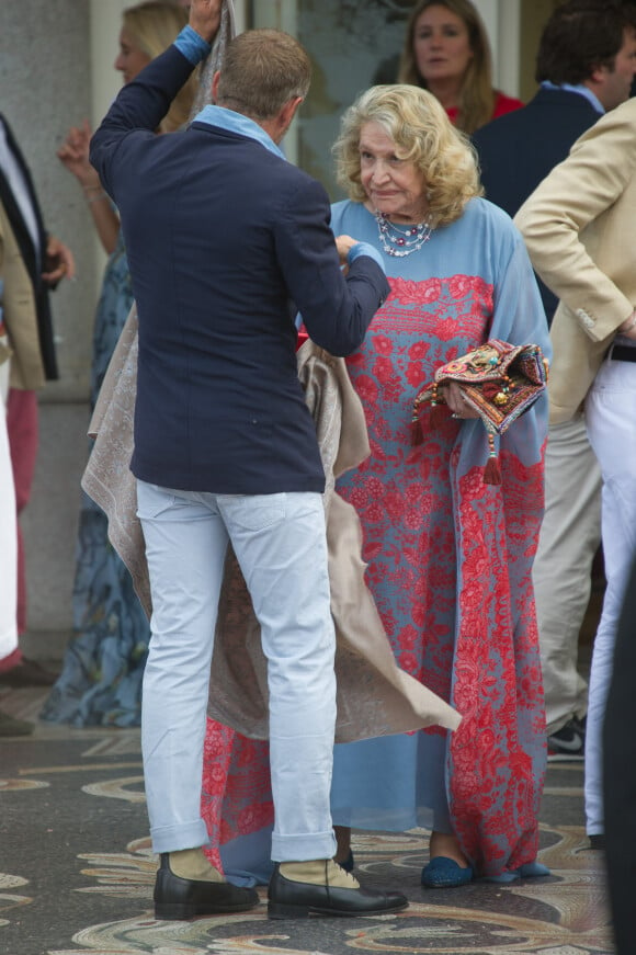 Lapo Elkann et la comtesse Marta Marzotto (la grand-mère de Beatrice Borromeo) - Arrivées à la fête de pré-mariage religieux de Pierre Casiraghi et Beatrice Borromeo sur l'île de Isola Bella une des Iles Borromées, sur le Lac Majeur en Italie, le 31 juillet 2015.