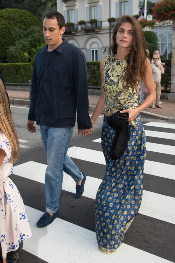 Alex Dellal et sa femme Elisa Sednaoui - Arrivées à la fête de pré-mariage religieux de Pierre Casiraghi et Beatrice Borromeo sur l'île de Isola Bella une des Iles Borromées, sur le Lac Majeur en Italie, le 31 juillet 2015.