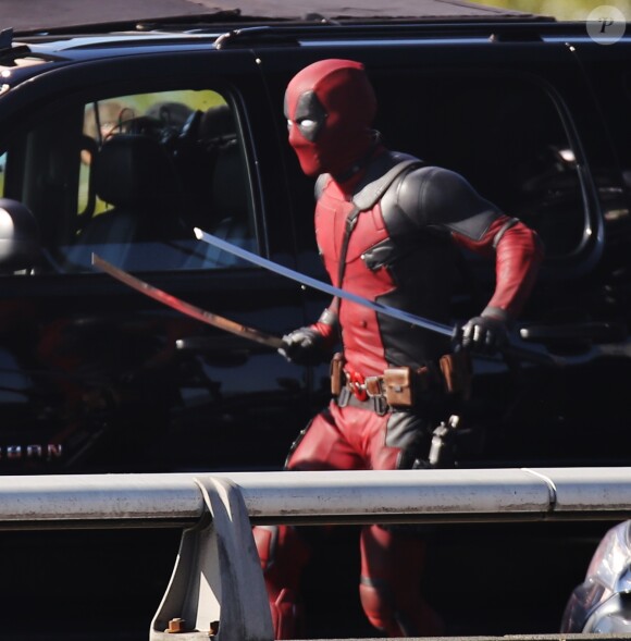 Ryan Reynolds sur le tournage du film "Deadpool" à Vancouver, le 9 avril 2015. Ryan Reynolds continues to film action scenes for "Deadpool" on April 9, 2015 in Vancouver, Canada.09/04/2015 - Vancouver