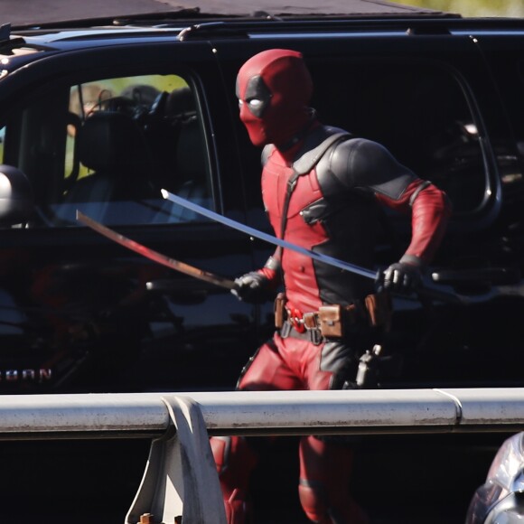 Ryan Reynolds sur le tournage du film "Deadpool" à Vancouver, le 9 avril 2015. Ryan Reynolds continues to film action scenes for "Deadpool" on April 9, 2015 in Vancouver, Canada.09/04/2015 - Vancouver