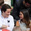 Joyce Jonathan et Vianney à Roland Garros à Paris le 1er juin 2015.