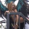Rihanna déchaînée lors de la parade du Grand Kadooment lors du Crop Over Festival, à la Barbade. Bridgetown (capitale de la Barbade), le 3 août 2015.