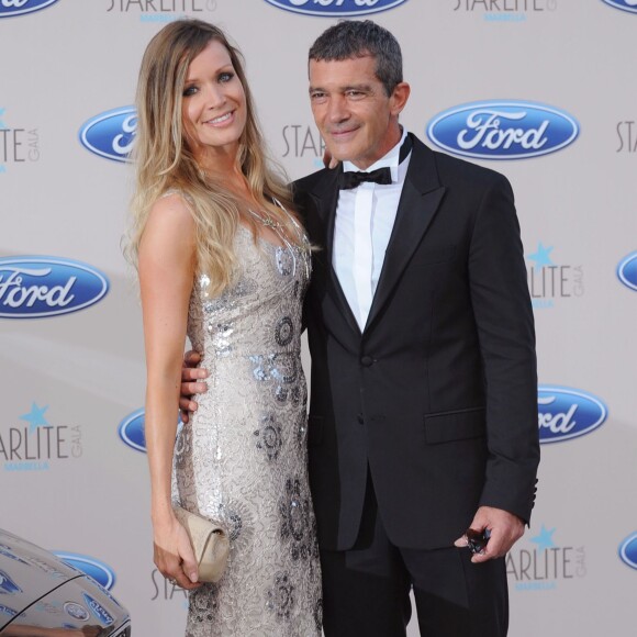 Antonio Banderas et sa compagne Nicole Kimpel - People lors du "Starlite Gala" à Marbella, le 9 août 2015.