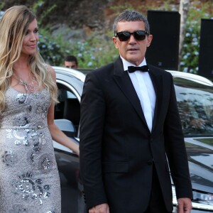 Antonio Banderas et sa compagne Nicole Kimpel - People lors du "Starlite Gala" à Marbella, le 9 août 2015.