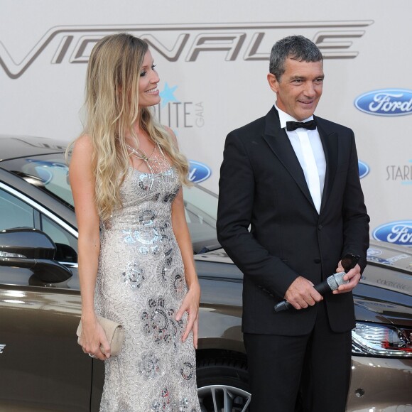 Antonio Banderas et sa compagne Nicole Kimpel - People lors du "Starlite Gala" à Marbella, le 9 août 2015.