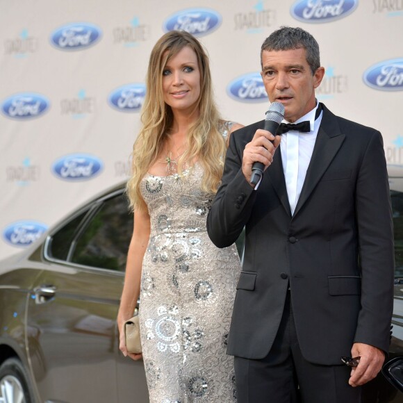 Antonio Banderas et sa compagne Nicole Kimpel - People lors du "Starlite Gala" à Marbella, le 9 août 2015.