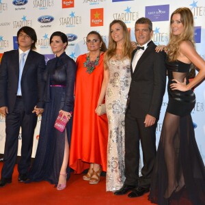 Laura Pausini et son fiancé Paolo Carta, Antonio Banderas et sa compagne Nicole Kimpel, Barbara Kimpel - People lors du "Starlite Gala" à Marbella, le 9 août 2015.