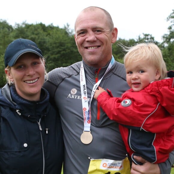 Mike Tindall pouvait compter sur le soutien de sa femme Zara Phillips et de leur fille Mia lors du Artemis Great Kindrochit Quadrathlon dans le Perthshire le 11 juillet 2015