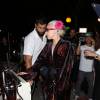 Lady Gaga et Lisa Vanderpump sont allées dîner au restaurant Pump Lounge à West Hollywood, Los Angeles, le 12 août 2015. A la sortie, la chanteuse américaine est tombée à la renverse.
