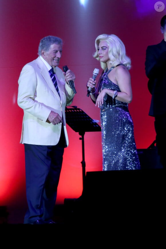 Lady Gaga et Tony Bennett en concert lors du festival de jazz "Umbria Jazz" à Perugia en Italie le 15 juillet 2015
