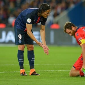 Edinson Cavani lors du match PSG-GFC Ajaccio lors de la 2ème journée de la Ligue 1 au Parc des Princes à Paris, le 16 août 2015.