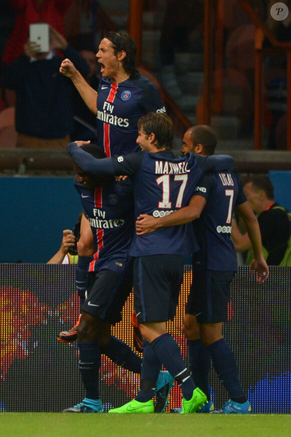 Blaise Matuidi marque lors du match PSG-GFC Ajaccio lors de la 2ème journée de la Ligue 1 au Parc des Princes à Paris, le 16 août 2015.