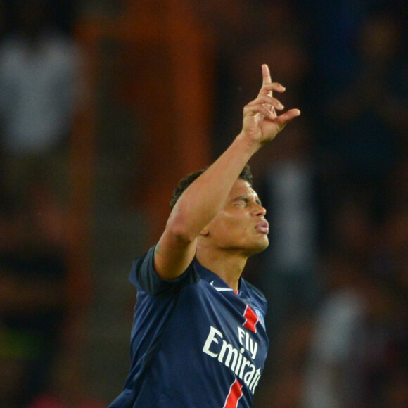 Thiago Silva lors du match PSG-GFC Ajaccio lors de la 2ème journée de la Ligue 1 au Parc des Princes à Paris, le 16 août 2015.