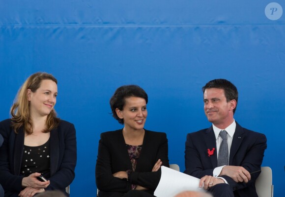 Le premier ministre Manuel Valls visite le musée des Confluences et les stands de la French Tech accompagné de Najat Vallaud-Belkacem, ministre de l'éducation nationale et Axelle Lemaire, secrétaire d'état chargée du numérique à Lyon le 11 Mai 2015