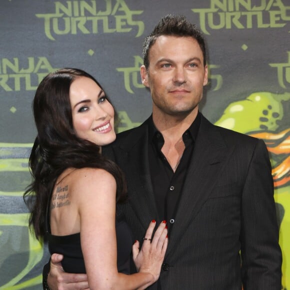 Megan Fox et son mari Brian Austin Green - Première du film "Teenage Mutant Ninja Turtles" à Berlin, le 5 octobre 2014.