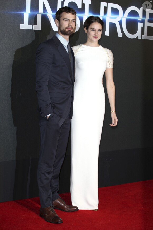 Theo James, Shailene Woodley - Première du film "Insurgent" à Londres. Le 11 mars 2015