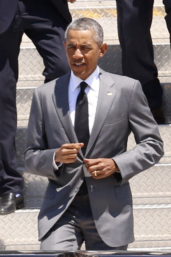 Le président Barack Obama arrive à l'aéroport Louis Armstrong, à La Nouvelle-Orléans,lLe 27 août 2015