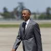 Le président Barack Obama arrive à l'aéroport Louis Armstrong, à La Nouvelle-Orléans,lLe 27 août 2015