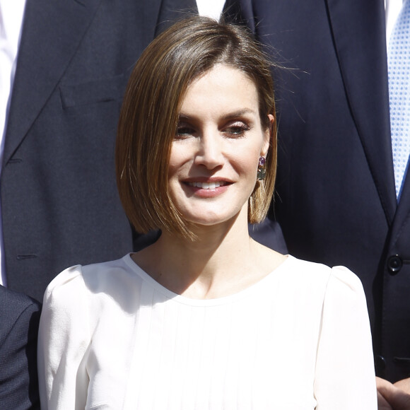 Letizia d'Espagne lors d'une audience à la Zarzuela avec une délégation de la FEDER le 3 septembre 2015 à Madrid.