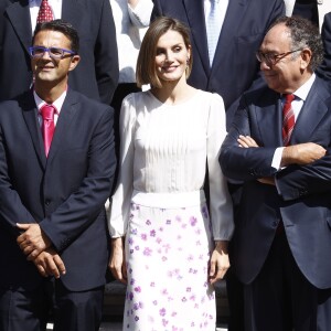 Letizia d'Espagne lors d'une audience à la Zarzuela avec une délégation de la FEDER le 3 septembre 2015 à Madrid.